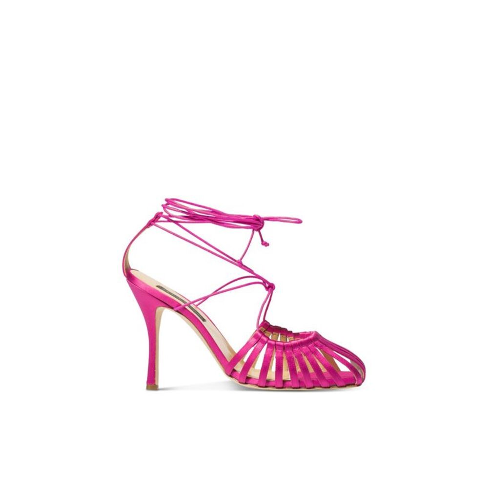 CHELSEA PARIS Womens Pink Strappy Finn Open Toe Stiletto Leather Pumps Shoes 36